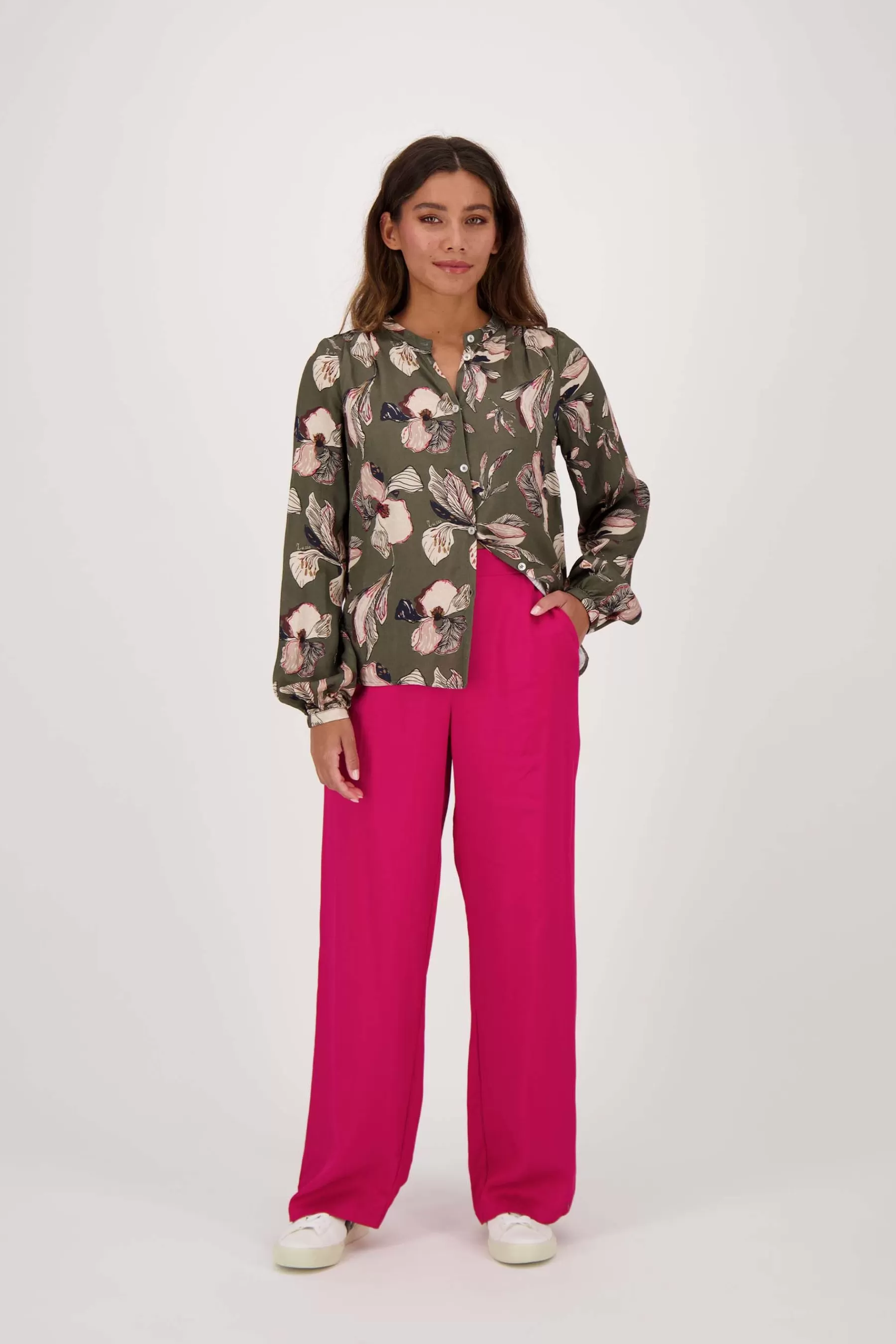 Online blouse met iris bloemen print Tops