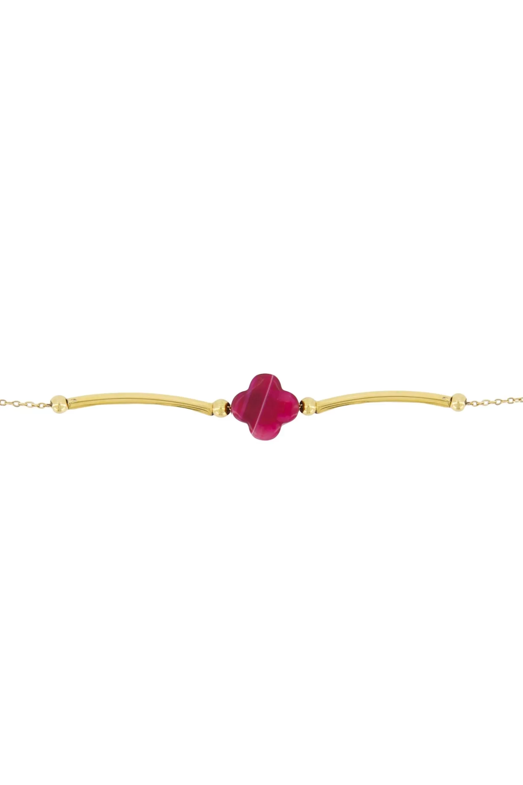 Online fijne armband met bloem roze rood Armbandjes
