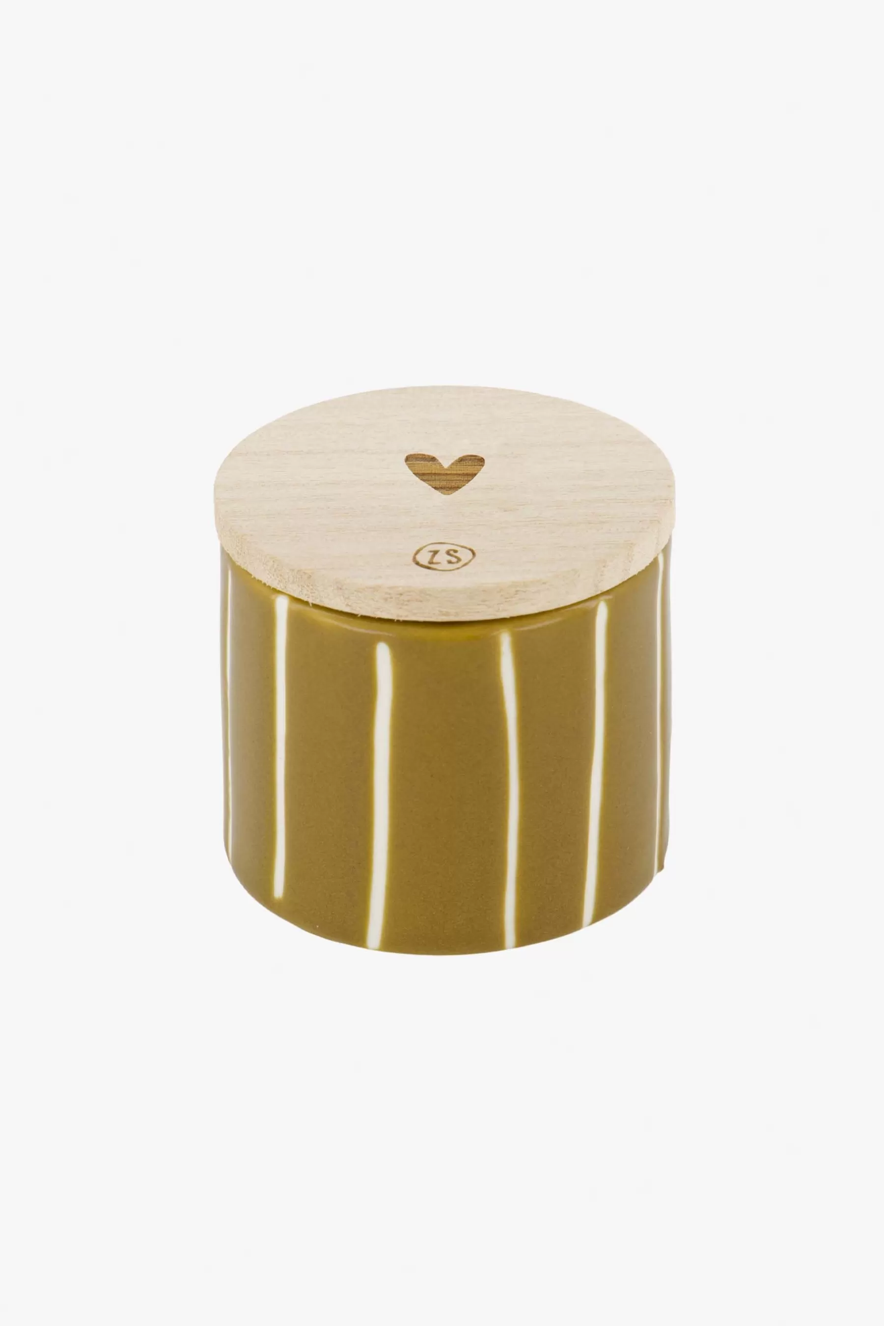 Sale keramieken geurkaarsje met houten deksel hartje Geurkaarsen