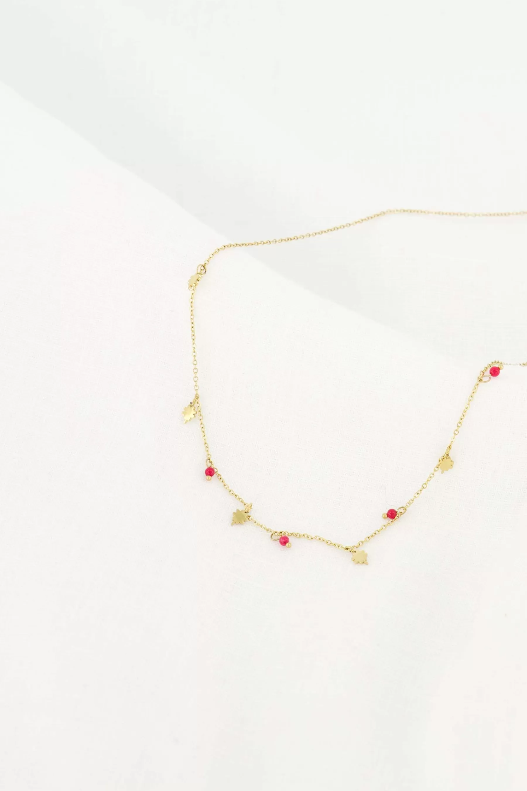 Fashion ketting met klavertjes roze rood Kettingen