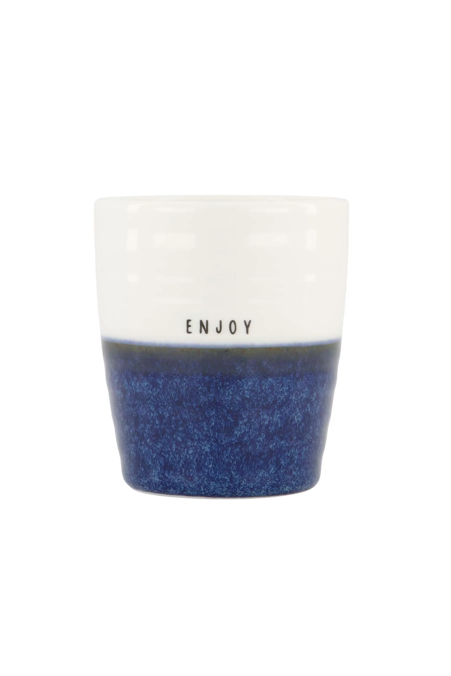 Online koffiemok enjoy donkerblauw/ wit Servies