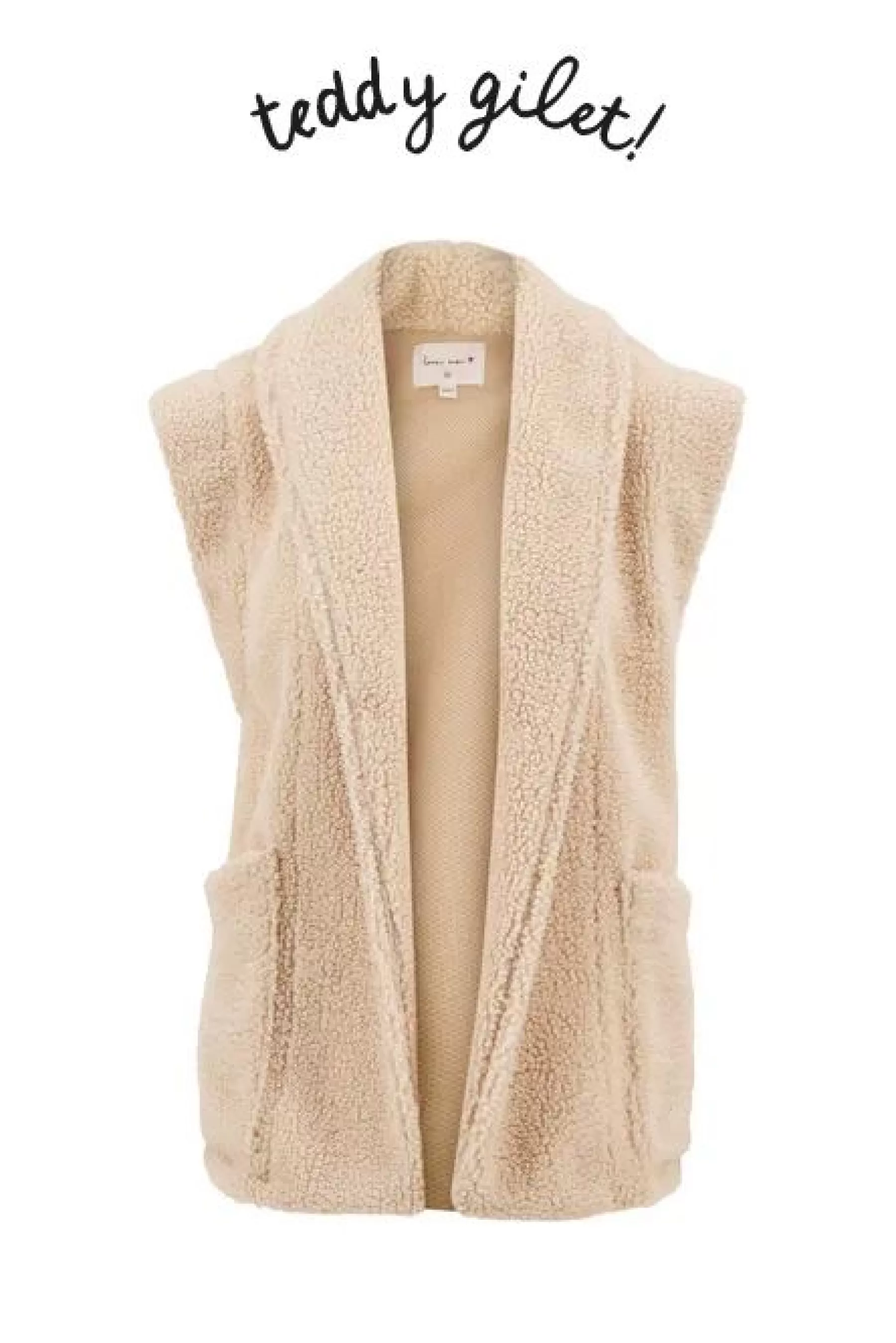 Sale lang teddy gilet met zakken off white Vesten