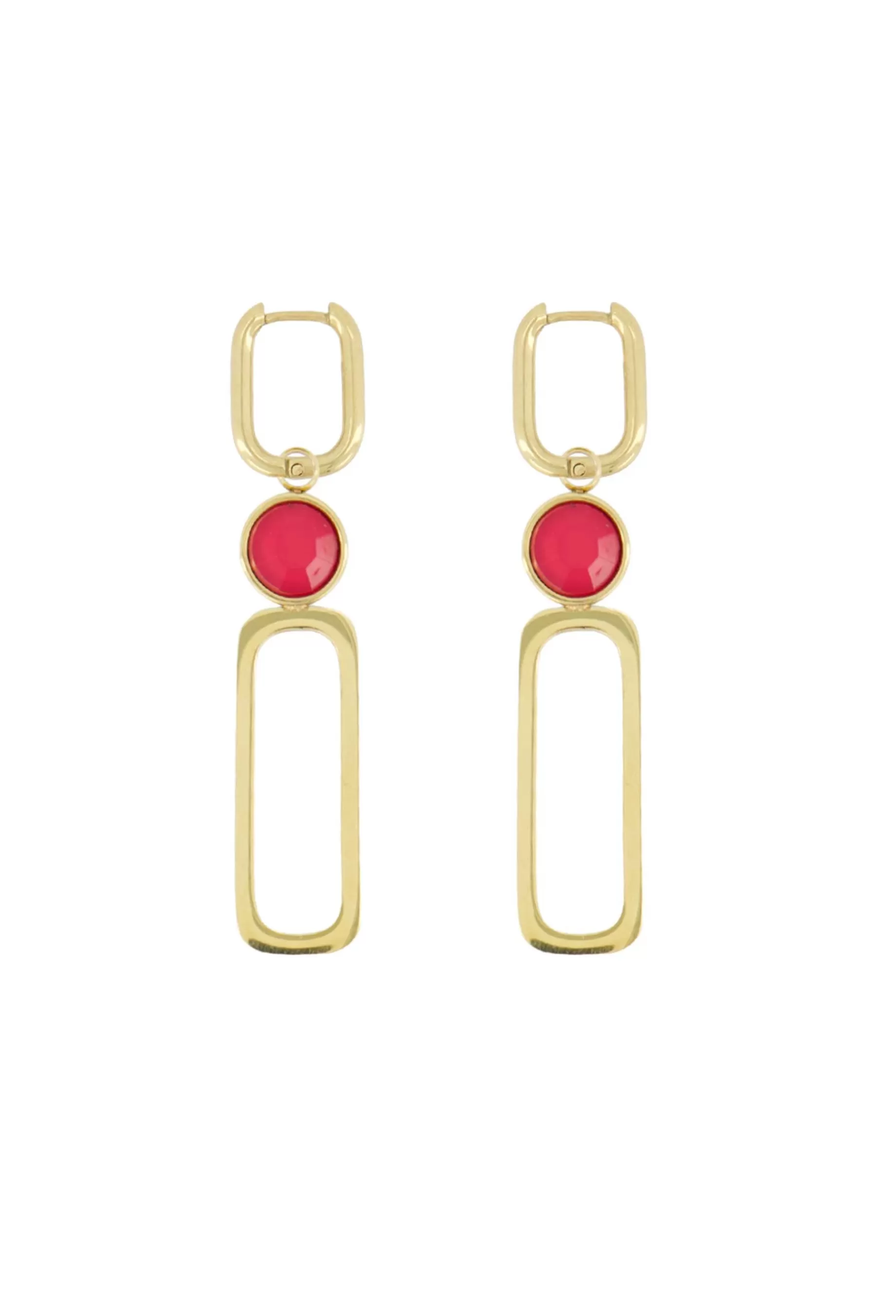New oorbel met glassteen roze rood Oorbellen