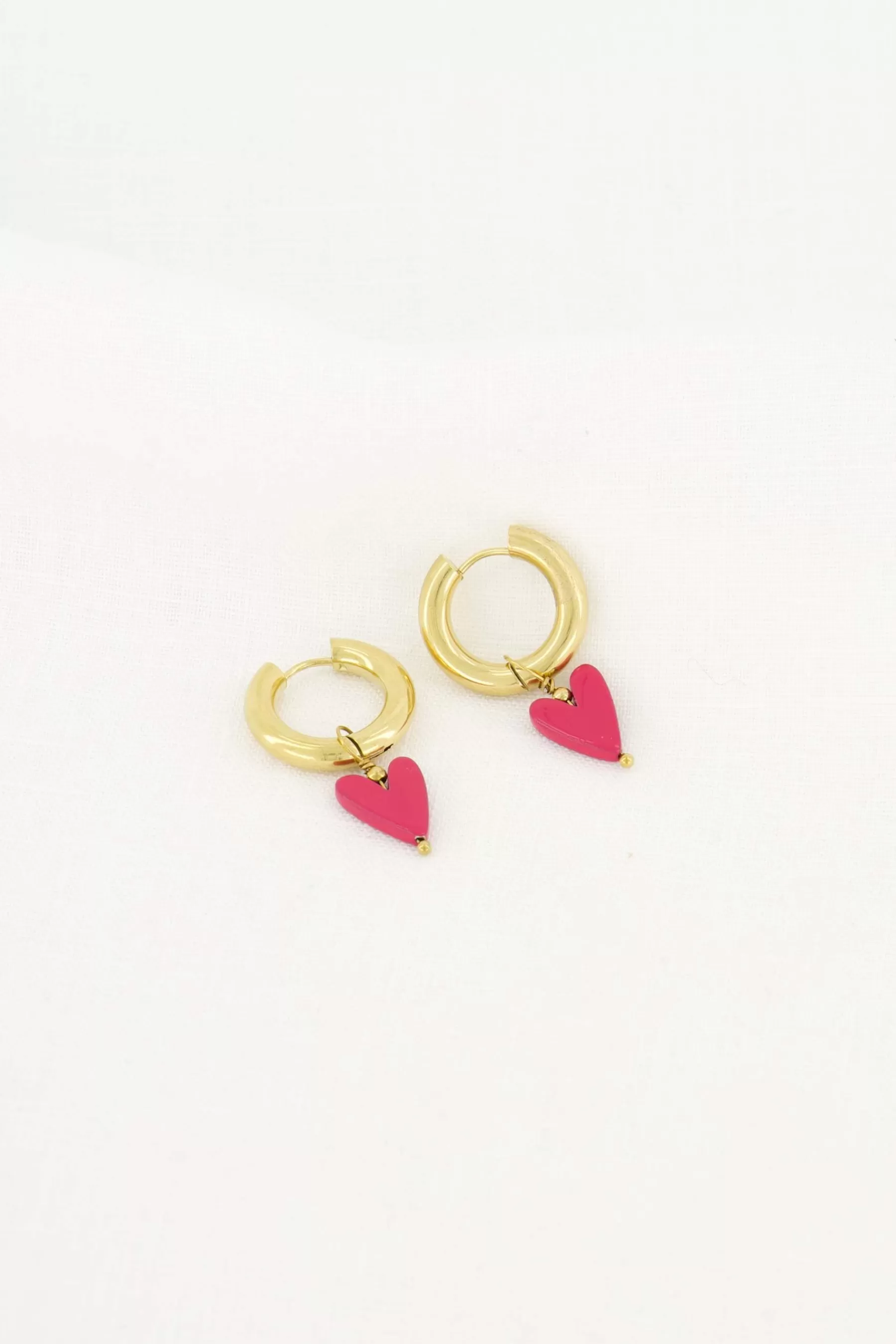 Sale oorbel met hartje roze rood Oorbellen