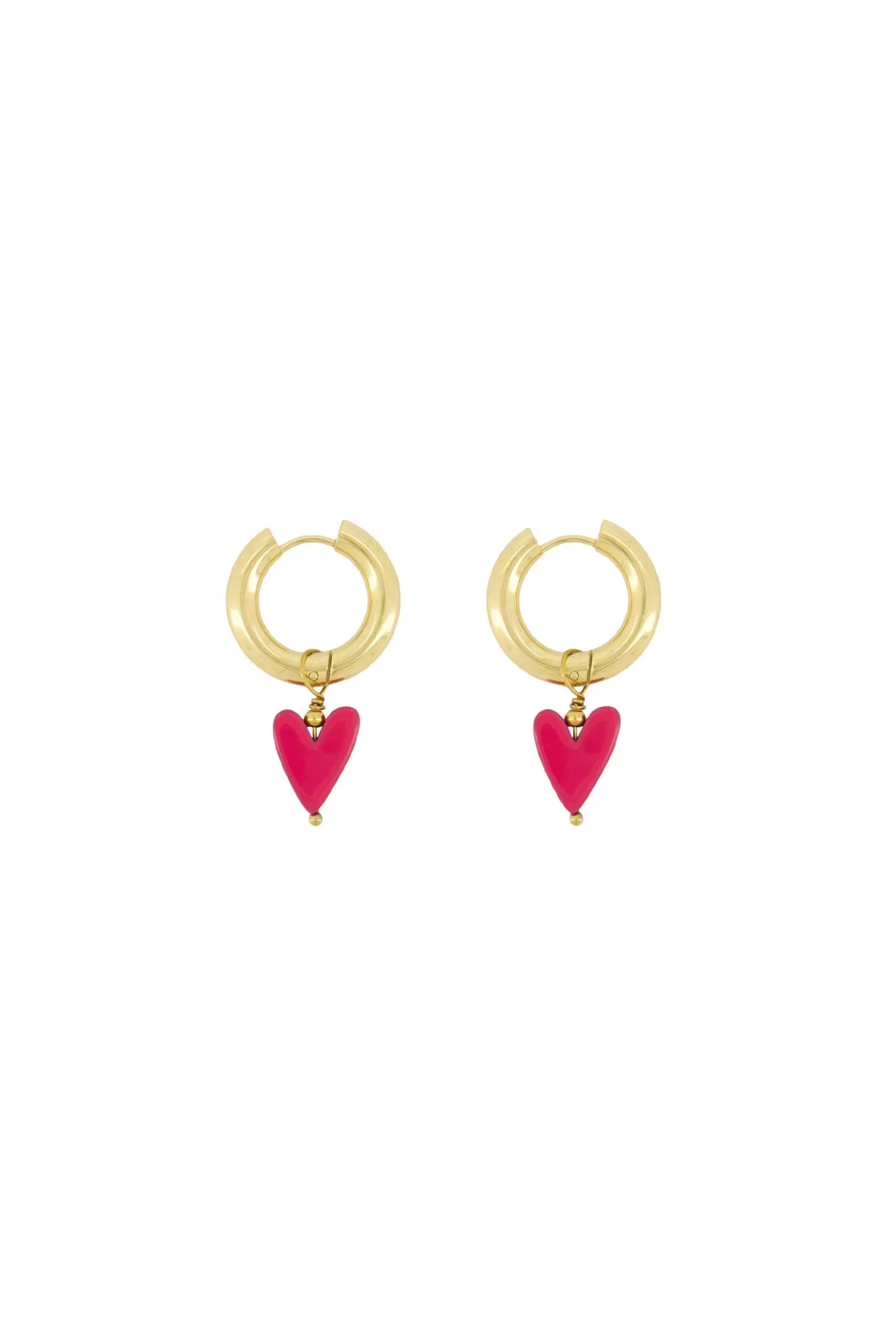 Sale oorbel met hartje roze rood Oorbellen
