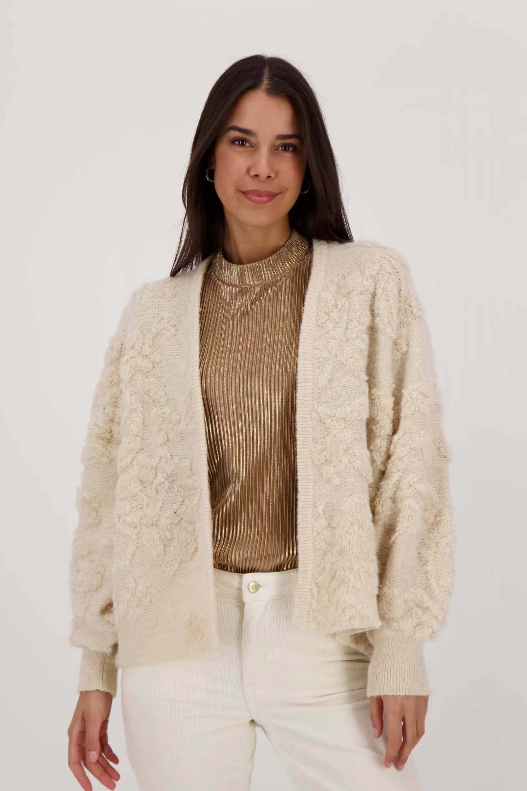 Best Sale openvallend vest met lurex jacquard Vesten