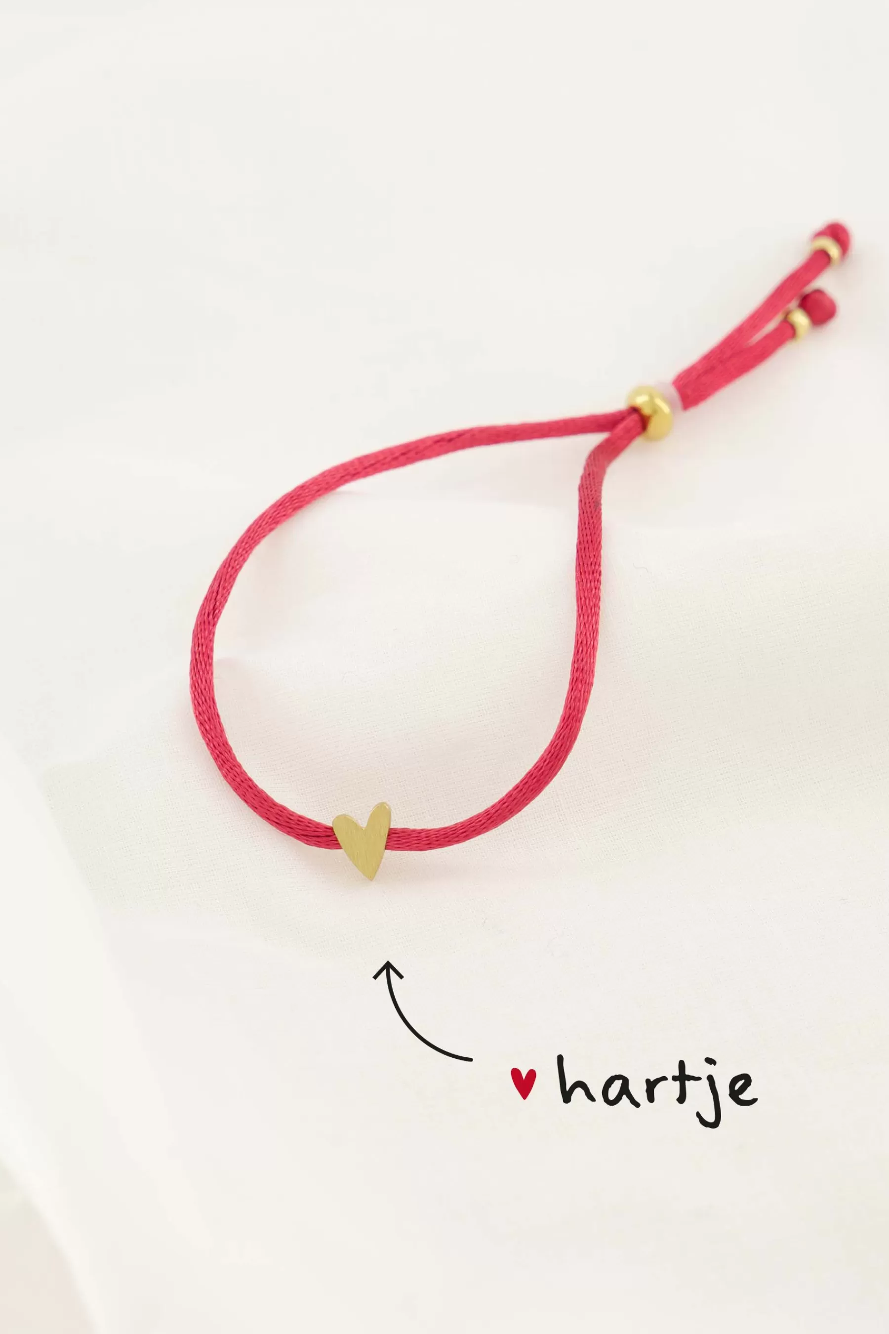 Discount touwarmbandje hartje roze rood Armbandjes