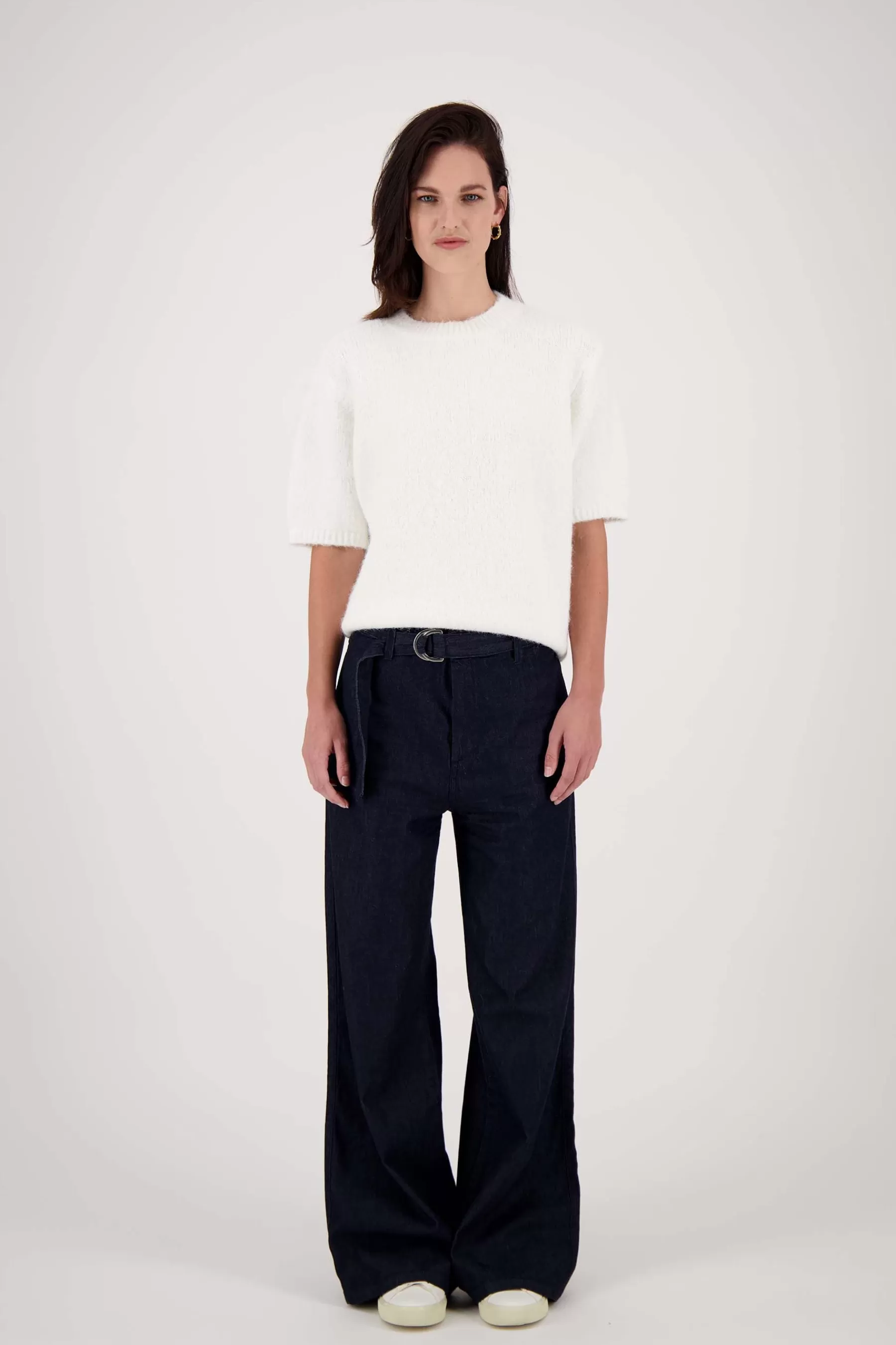 Store trui met boothals off white Truien