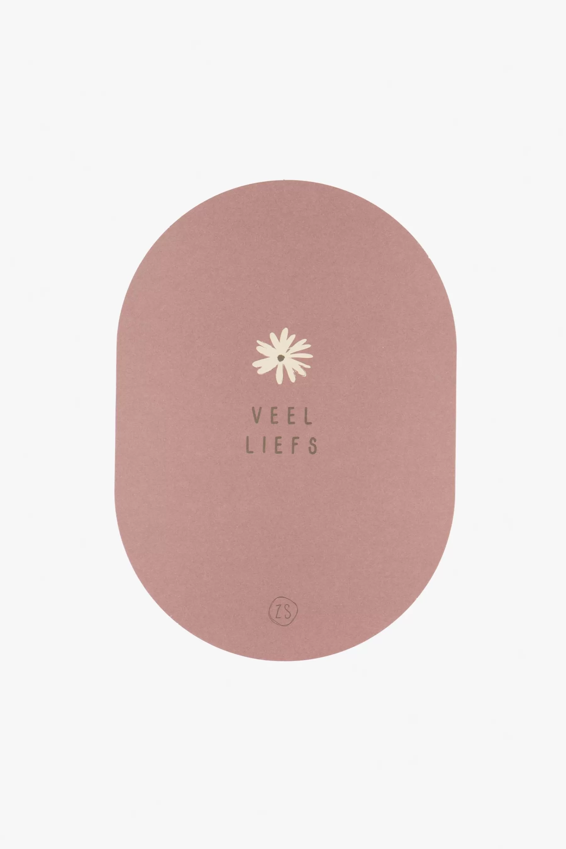 Hot wenskaart ovaal veel liefs terra roze Kaartjes